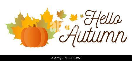 Hallo Herbst Zitat isoliert Illustration. Herbstangebot Banner Stock Vektor