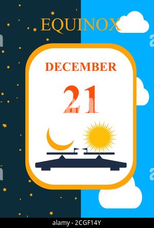 Tag der natürlichen Tagundnachtgleiche von Tag und Nacht. Stock Vektor