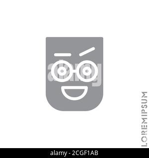 Happy Smile Eyes Öffnen Sie mit einer erhöhten Augenbraue Emoticon Symbol Vektor Illustration. Stil. Vektor-Symbol Lächeln, glücklich Symbol. Lineares Schild für mobiles CO Stock Vektor