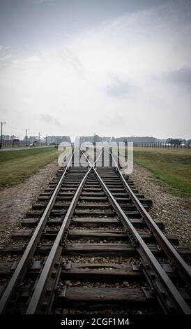 Bild aus Auschwitz II - Birkenau, das die Realität zeigt, die die Prisoners in Konzentrationslagern erlebt haben. Stockfoto