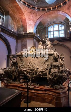 Grab von Maria Theresia und Franz I. Stephan, Maria Theresia Gewölbe, Kaiserliche Krypta, Wien, Österreich. Stockfoto