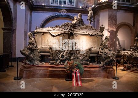 Grab von Maria Theresia und Franz I. Stephan, Maria Theresia Gewölbe, Kaiserliche Krypta, Wien, Österreich. Stockfoto