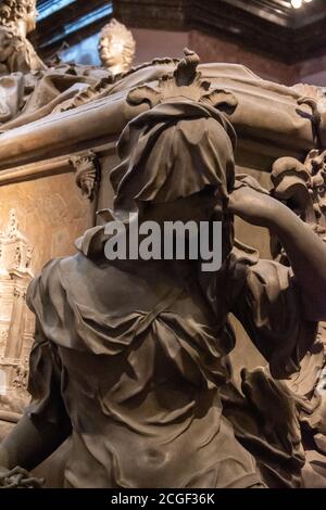 Grab von Maria Theresia und Franz I. Stephan, Maria Theresia Gewölbe, Kaiserliche Krypta, Wien, Österreich. Stockfoto