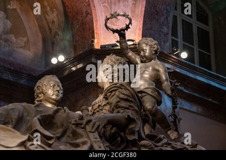 Grab von Maria Theresia und Franz I. Stephan, Maria Theresia Gewölbe, Kaiserliche Krypta, Wien, Österreich. Stockfoto