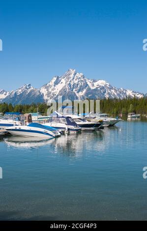 Die Coulter Bay Marina am Jackson Lake im Grand Teton National Park, Wyoming, USA. Stockfoto