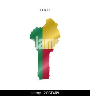 Karte mit wehender Flagge von Benin. Vektorgrafik Stock Vektor