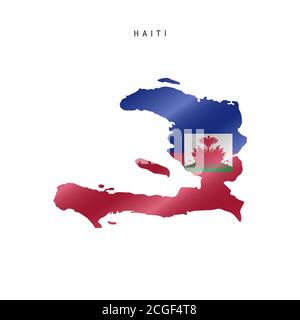 Karte mit wehender Flagge von Haiti. Vektorgrafik Stock Vektor