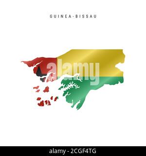 Karte mit wehender Flagge von Guinea-Bissau. Vektorgrafik Stock Vektor