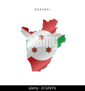 Karte mit wehender Flagge von Burundi. Vektorgrafik Stock Vektor