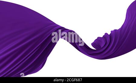 Abstrakter Hintergrund aus violett gewelltem Samt. 3d-Rendering-Bild. Bild auf weißem Hintergrund isoliert. Stockfoto