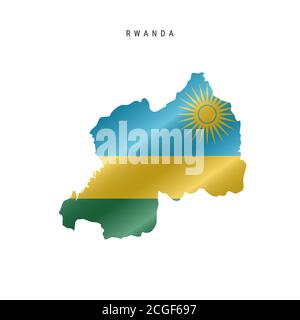 Karte mit wehender Flagge von Ruanda. Vektorgrafik Stock Vektor