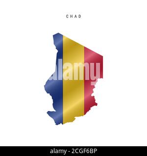 Karte mit wehender Flagge von Tschad. Vektorgrafik Stock Vektor