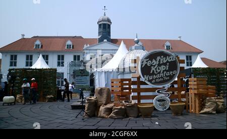 Jakarta, Indonesien - 18. September 2019: Festival Kopi Nusantara oder Archipelago Coffee Festival in Kota Tua. Stockfoto