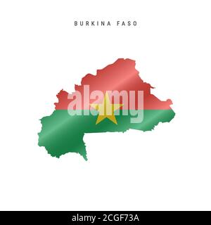 Karte mit wehender Flagge von Burkina Faso. Vektorgrafik Stock Vektor