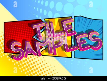 Tile Samples Comic-Stil Comic-Wörter auf abstrakten Comics Hintergrund. Stock Vektor