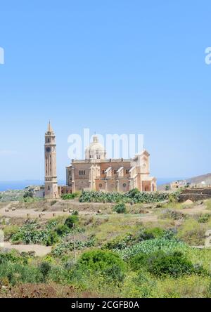 Die Basilika des Nationalheiligtums der seligen Jungfrau von Ta' Pinu in Gozo, Malta. Stockfoto