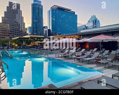 Poolterrasse im Austin Marriott Downtown Stockfoto