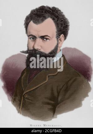 Michael lieb, pintor húngaro conocido por Mihály Munkácsy (1844-1900). Ilustración por Badillo. Grabado por Arturo Carretero (1852-1903). Coloreado. La Ilustración Española y Americana, 30 de Mayo de 1884. Stockfoto