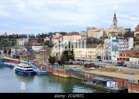 Blick auf Belgrad von der anderen Seite der Donau, Serbien Stockfoto