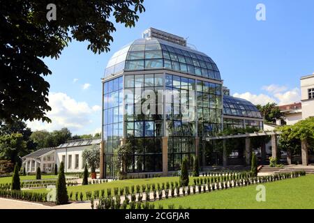 Krakau. Krakau. Polen. Das Palmenhaus im Botanischen Garten der Jagiellonen Universität. Stockfoto