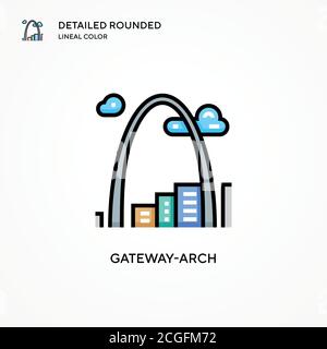 Gateway-Arch-Vektor-Symbol. Moderne Vektorgrafik Konzepte. Einfach zu bearbeiten und anzupassen. Stock Vektor