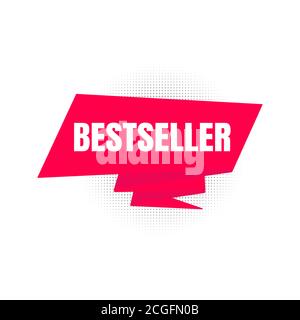 Bestseller große rote Retro-Band flachen Stil Design Vektor Illustration isoliert auf weißem Hintergrund. Stock Vektor
