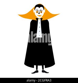 Halloween Vampir flach Einzel-Symbol. Halloween Symbol von Angst und Gefahr. Schwarzes gruseliges Deko-Element. Vektorgrafik isoliert auf Weiß Stock Vektor