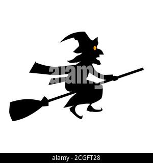 Halloween Hexe flach einzelne Ikone. Halloween Symbol von Angst und Gefahr. Schwarzes gruseliges Deko-Element. Vektorgrafik isoliert auf Weiß Stock Vektor