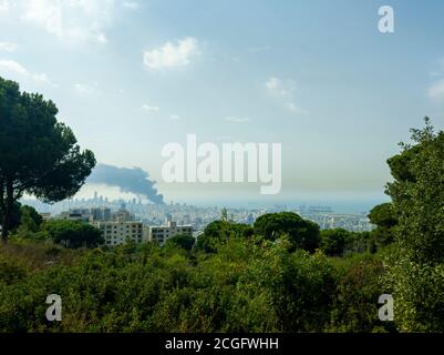 Beirut Zerstörung durch Explosion des Hafens von Beirut, August 4,2020: Beirut Downtown Stockfoto