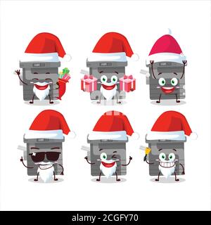 Santa Claus Emoticons mit Büro Kopierer Cartoon-Figur Stock Vektor