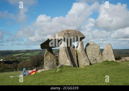 Pembrokeshire, Wales. Pentre Ifan neolithische Grabkammer Stockfoto