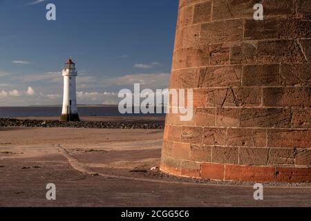 Fort Perch Rock and Lighthouse, New Brighton, Wirral, Merseyside, England Stockfoto