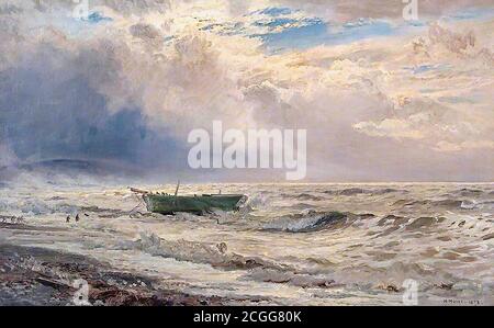 Moore Henry - raues Wetter an der Küste von Cumberland - British School - 19. Jahrhundert Stockfoto