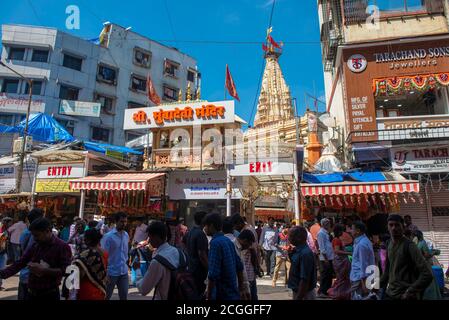 Mumbai / Indien 2 November 2019 Blick auf den Mumba Devi Tempel ist ein berühmter alter Tempel der Göttin Mumbadevi Tempel in Mumbai war gewidmet Stockfoto