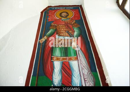 St. Alexander Newski Fresko Malerei in der Kirche in mazedonien. Stockfoto
