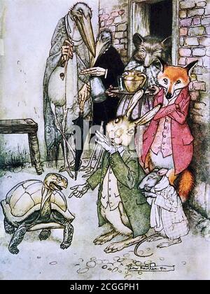 Rackham Arthur - Aesop's Fables - der Hasen und die Schildkröte - British School - 19. Jahrhundert Stockfoto