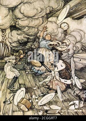 rackham, arthur - Alice's Adventures in Wonderland 04 - ein ungewöhnlich großer Kochtopf flog nahe daran vorbei und trug ihn fast weg - 28264902166 e0bd5420e5 o Stockfoto