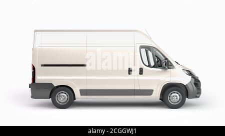 White Delivery Van Icon 3d-Rendering auf Weiß Stockfoto