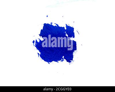 Pinsel blaue Striche mit Aquarellfarbe, weißer Hintergrund Stockfoto