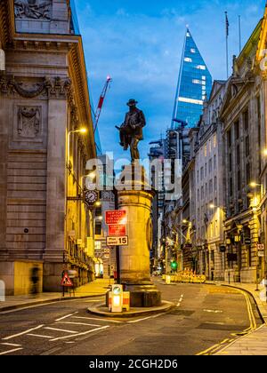 James Henry Greathead Statue Fotografie in Cornhill, Bank, London, Großbritannien. Stockfoto