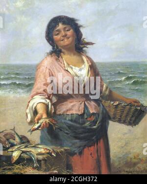 Roberts Edwin Thomas - The Fisher Girl - British School - 19. Jahrhundert Stockfoto