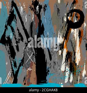 Abstrakter Hintergrund, mit Malstrichen, Spritzern und geometrischen Linien Stock Vektor