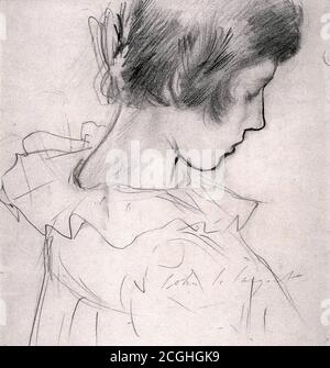 Sargent John Singer - Nelke Lily Rose 1 (Studie Dorothy Barnard) - British School - 19. Jahrhundert Stockfoto