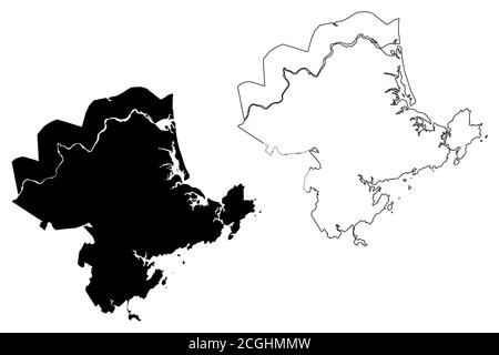 Essex County, Commonwealth of Massachusetts (U.S. County, United States of America, USA, U.S., US) Kartenvektordarstellung, Scribble-Skizze Essex-Karte Stock Vektor