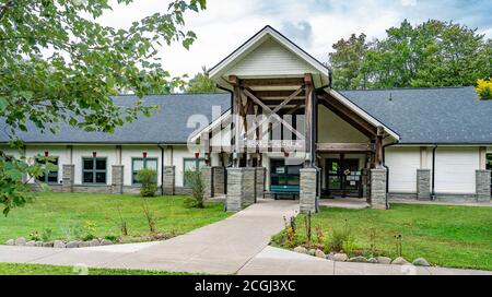 Benton, PA - 3. September 2020: Ricketts Glen Pennsylvania State Park Besucherzentrum Stockfoto