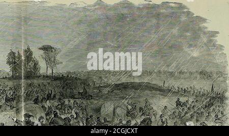 . Der Soldat in unserem Bürgerkrieg: Eine Bildgeschichte des Konflikts, 1861-1865, die den Tapferkeit des Soldaten, wie auf dem Schlachtfeld dargestellt, aus Skizzen gezeichnet von Forbes, Wad, Taylor, Beard, Becker, Lovie, Schell, Crane und zahlreichen anderen Augenzeugen des Streits darstellt. Stockfoto