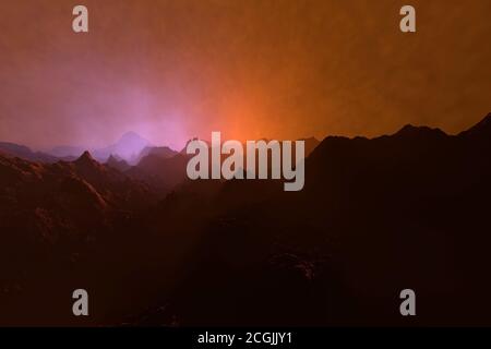 3D Illustration der Oberfläche des Planeten Mars. Stockfoto