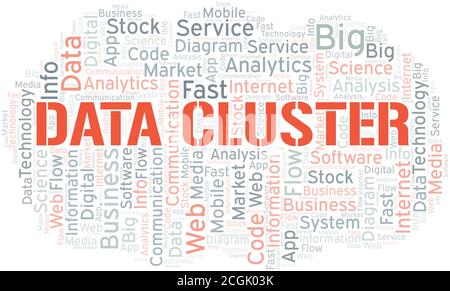 Datencluster Vektor Wort Wolke, nur mit dem Text gemacht. Stock Vektor