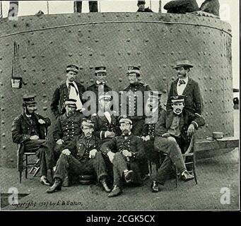 . Originalaufnahmen auf den Schlachtfeldern während des Bürgerkrieges der Vereinigten Staaten. ORIGINAL-MONITOR NACH IHREM KAMPF MIT DEN MERRIMAC RUINEN VON FORT PULASKI, G.V, APRIL 1862. Stockfoto