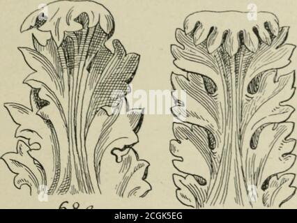 . L'Art ornamental . deLorraii ions horizontaux, le upérieur étant plu- Petit que lautre « i Ifig. 66), qui en a trois, de longueurs différente en diminuant ; s La colombe, image du Saint E prit et de lâme chréimage du chrét ien altéré de la grâce Divine Chacun des quaiavait, depuis les premi&lt; on symbole : un ange pou un Lion pour s. M aie. un bœuf pour S Luc, et un aigle pour S J&lt; b n i iet od peignit aussi, maie trèe rarement, défi animaux fantai (.) Le froment et la vigne, emblèmes du pain et du vin eucbaristiqu&lt;nourriture de Lâme, et enfin la palme, Symbole du martire et de la iri Stockfoto